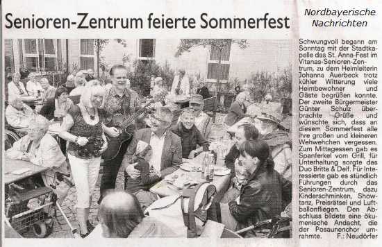 Britta + Delf - Show beim St.Anna-Fest in Höchstadt So.,24.07.11 Artikel Bayerische Nachrichten vom 26.07.11